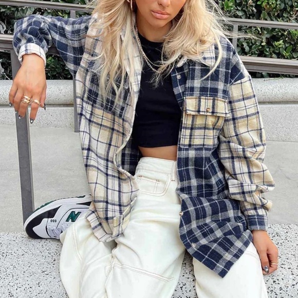 Princess Polly Tops - Princess Polly UNITY CHECK SHIRT BLUE